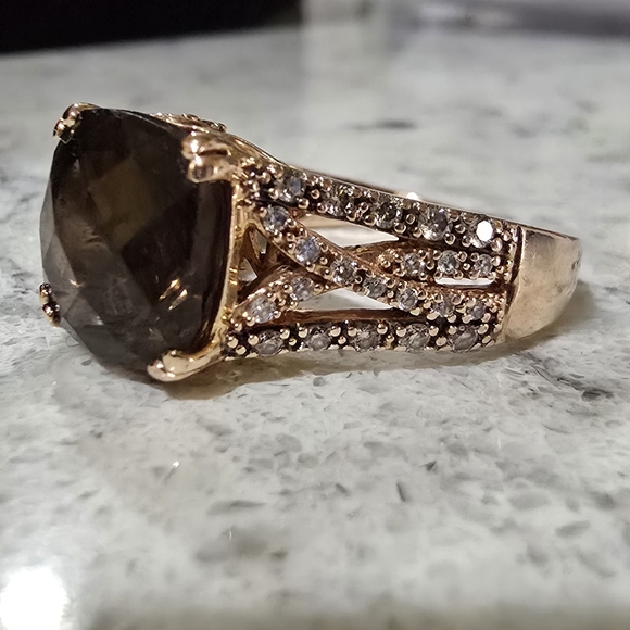 LeVian Chocolate Quartz and Diamond Ring in Rose Gold - Picture 9 of 9